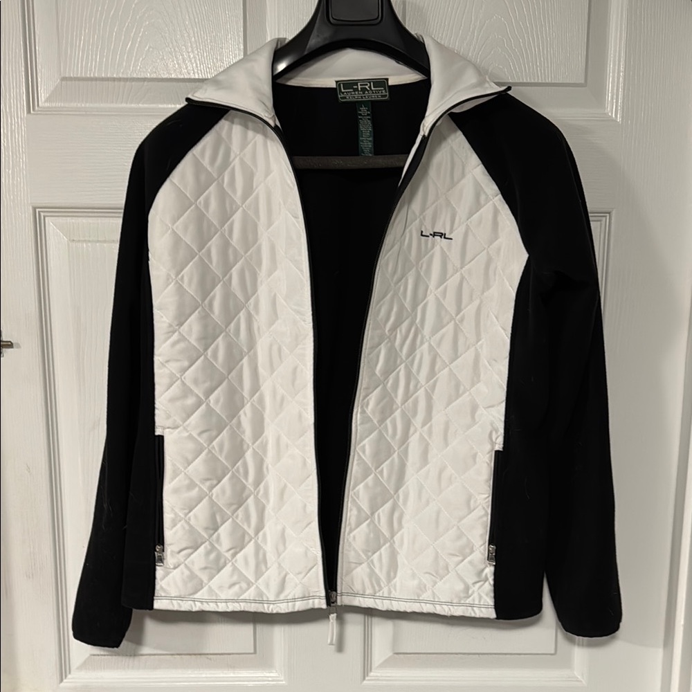 Ralph Lauren Active Black and White Quilted Jacket and fleece. NWOT